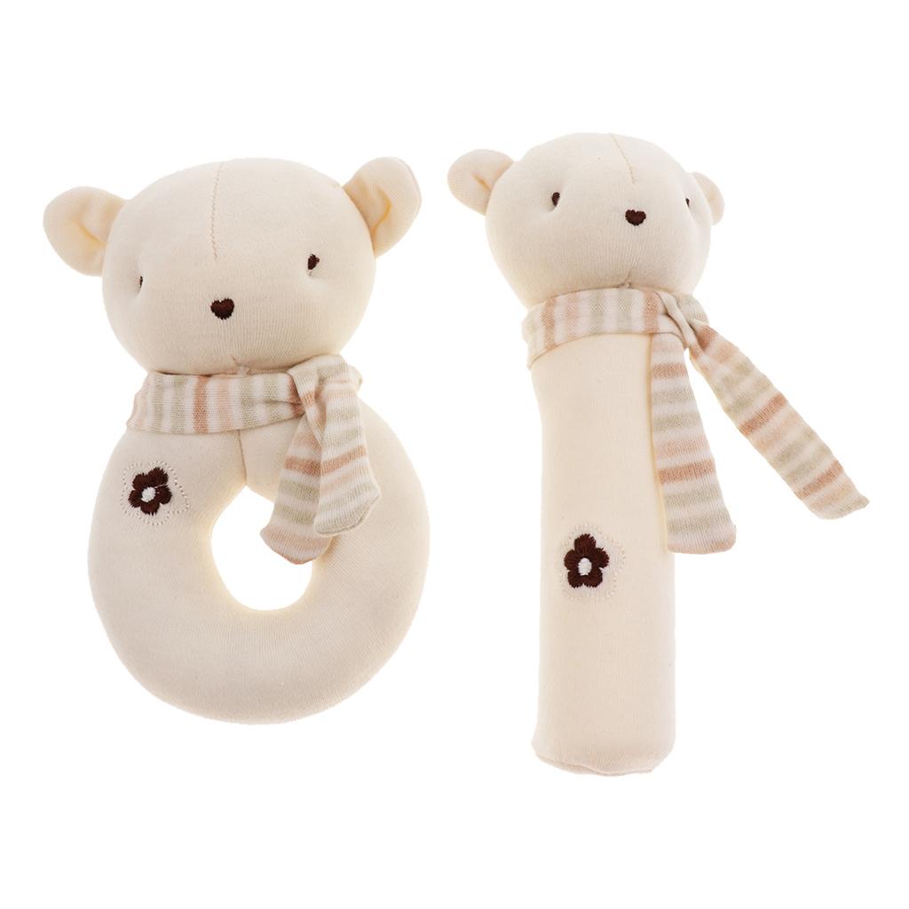 2 Pieces Baby Cotton Hand BB Rattle Plush Toys 2 pcs bear