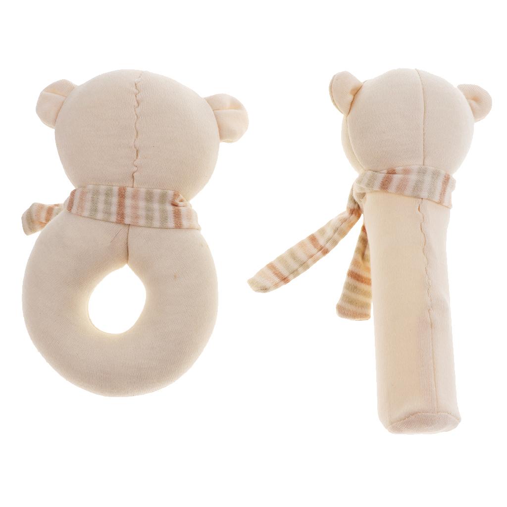 2 Pieces Baby Cotton Hand BB Rattle Plush Toys 2 pcs bear