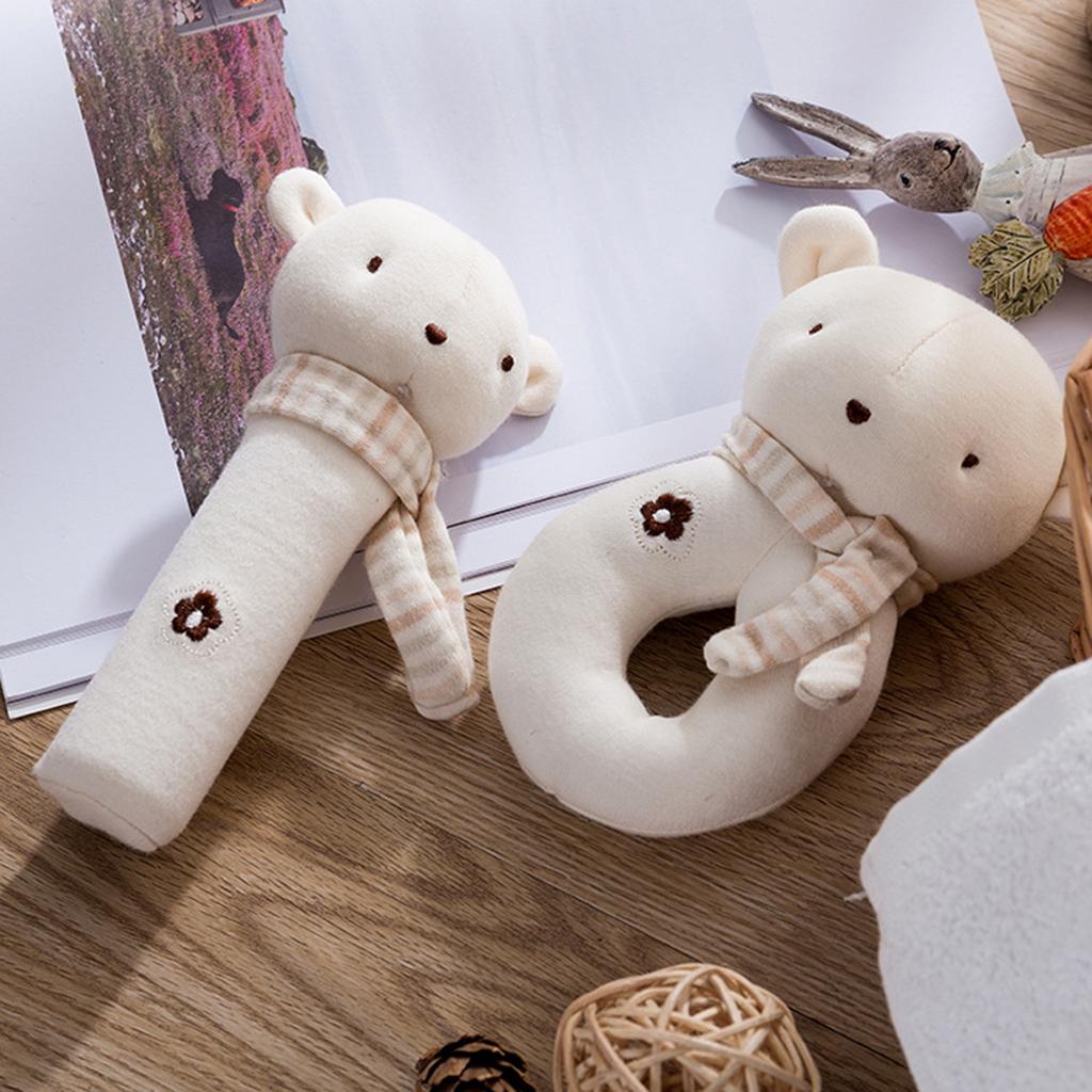 2 Pieces Baby Cotton Hand BB Rattle Plush Toys 2 pcs bear