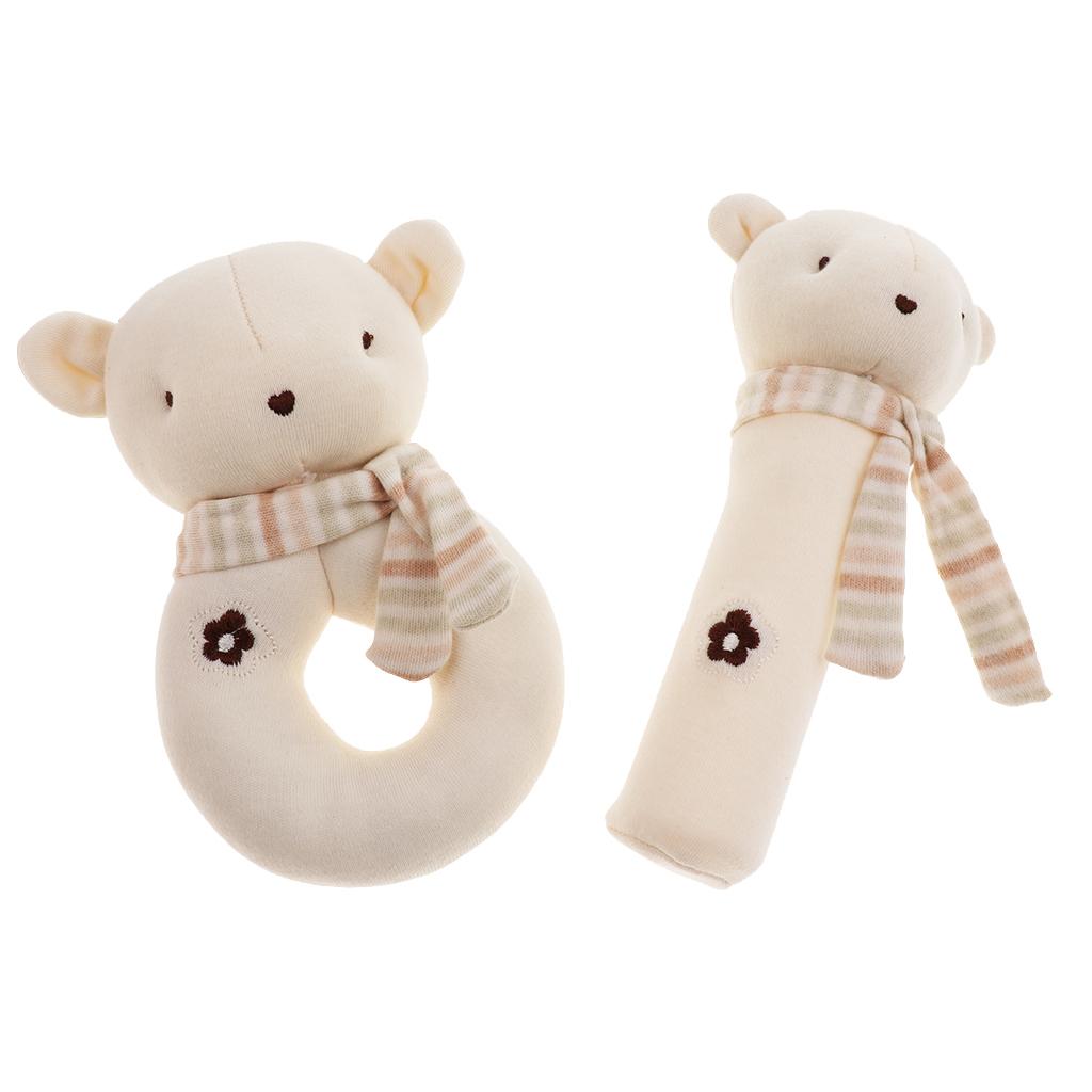 2 Pieces Baby Cotton Hand BB Rattle Plush Toys 2 pcs bear