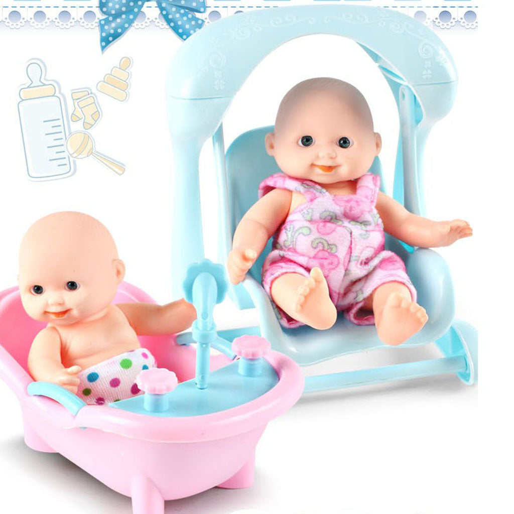 Simulation Infant Dolls Silicone Vinyl Baby Girl Doll Gift Cradle Doll