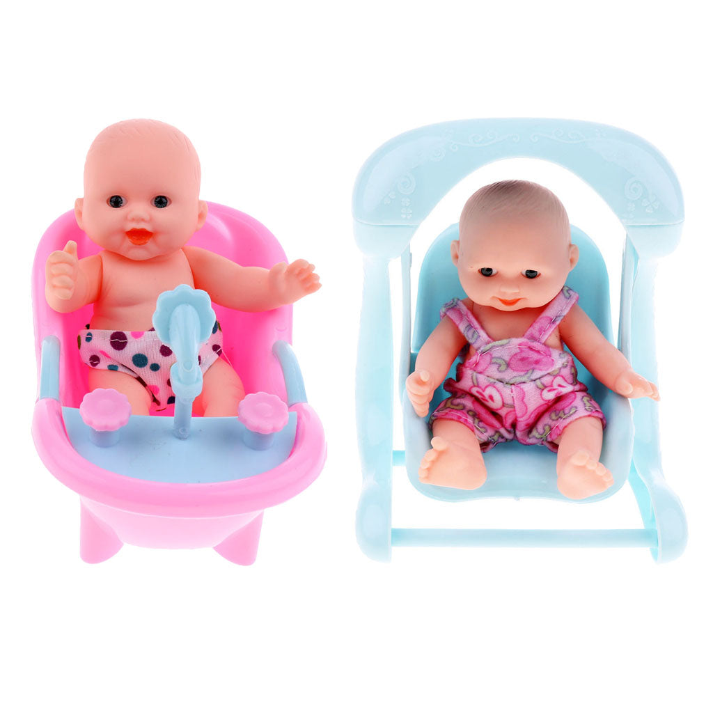 Simulation Infant Dolls Silicone Vinyl Baby Girl Doll Gift Cradle Doll