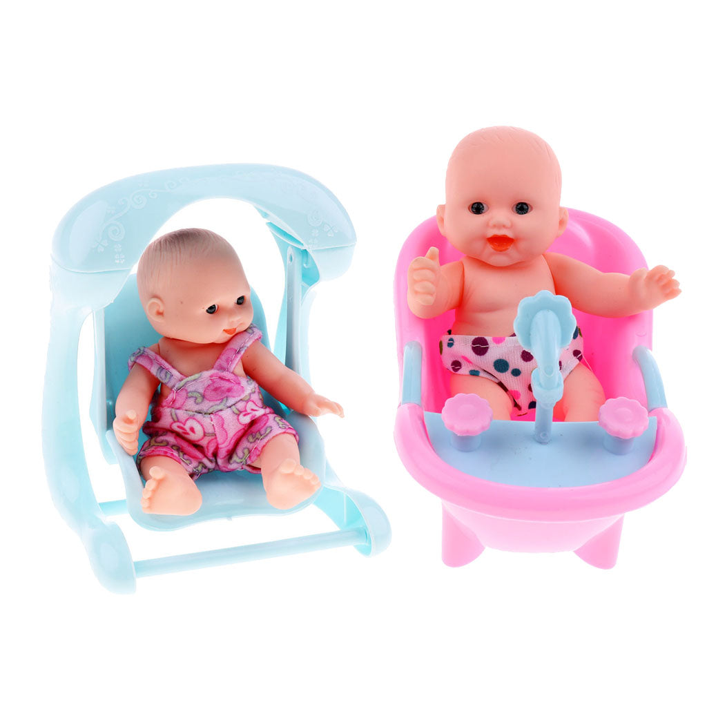 Simulation Infant Dolls Silicone Vinyl Baby Girl Doll Gift Cradle Doll