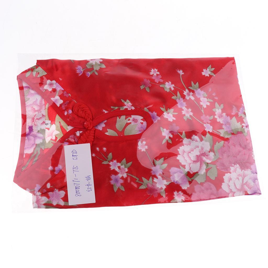 Children's textile silk dress cheongsam Size 6 (4-5Y) Red