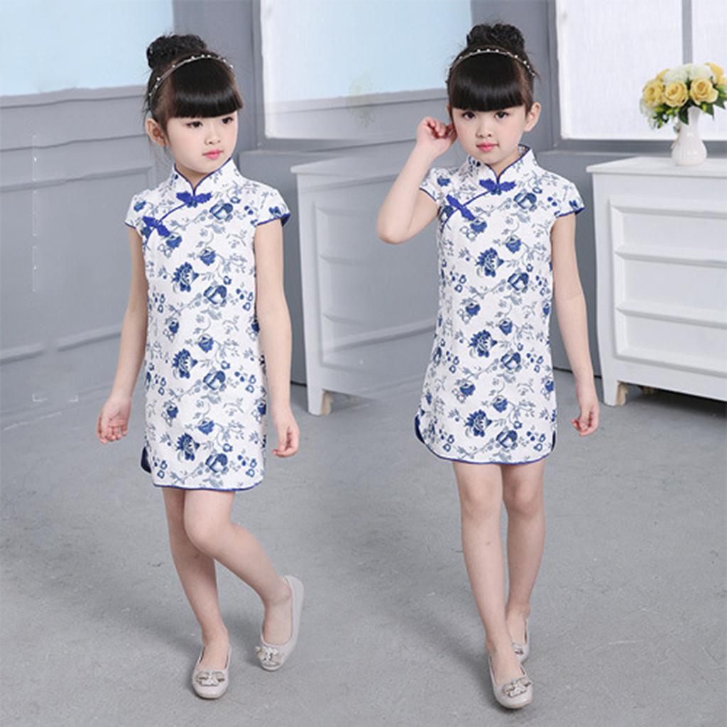 Chinese Kids Baby Girl Floral Cheongsam/Qipao Dress Clothes  5-6 Years Flower