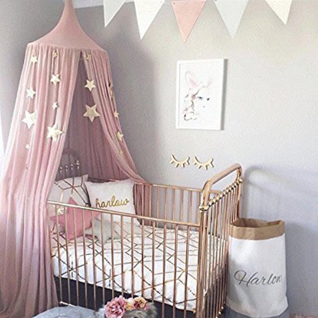 Kids Baby Bed Canopy Bedcover Mosquito Net Curtain Bedding Dome Tent Style 1-Pink