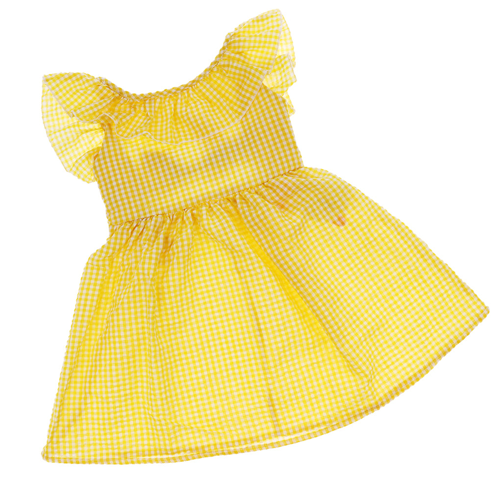 Little Baby Girl Plaid Ruffles Summer Dress Kids Girl Backless Dresses 2T Yellow