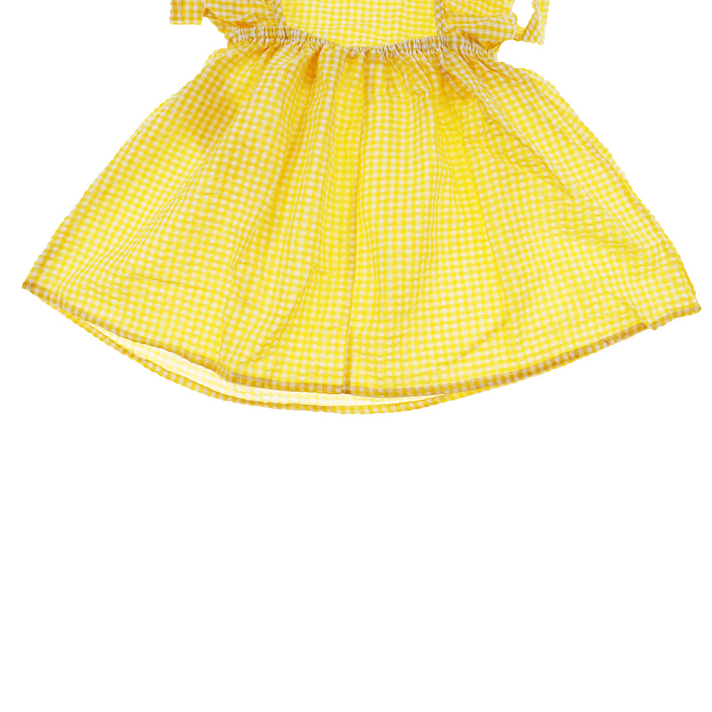 Little Baby Girl Plaid Ruffles Summer Dress Kids Girl Backless Dresses 2T Yellow