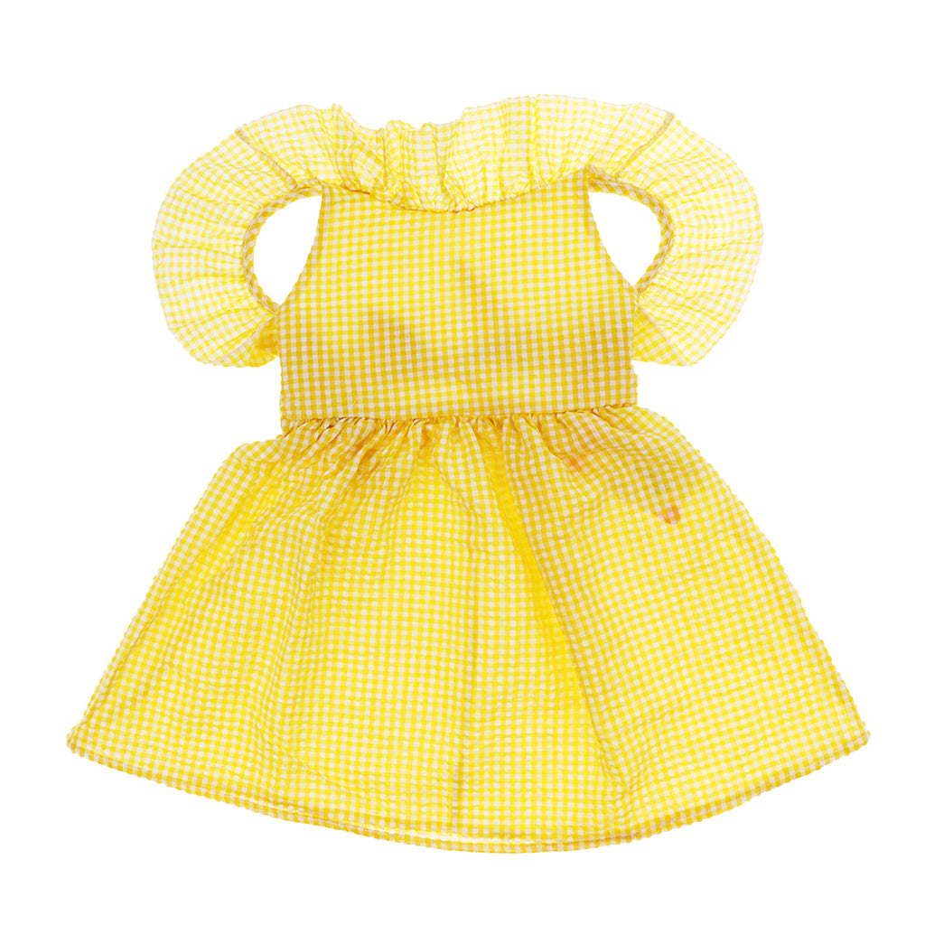 Little Baby Girl Plaid Ruffles Summer Dress Kids Girl Backless Dresses 2T Yellow