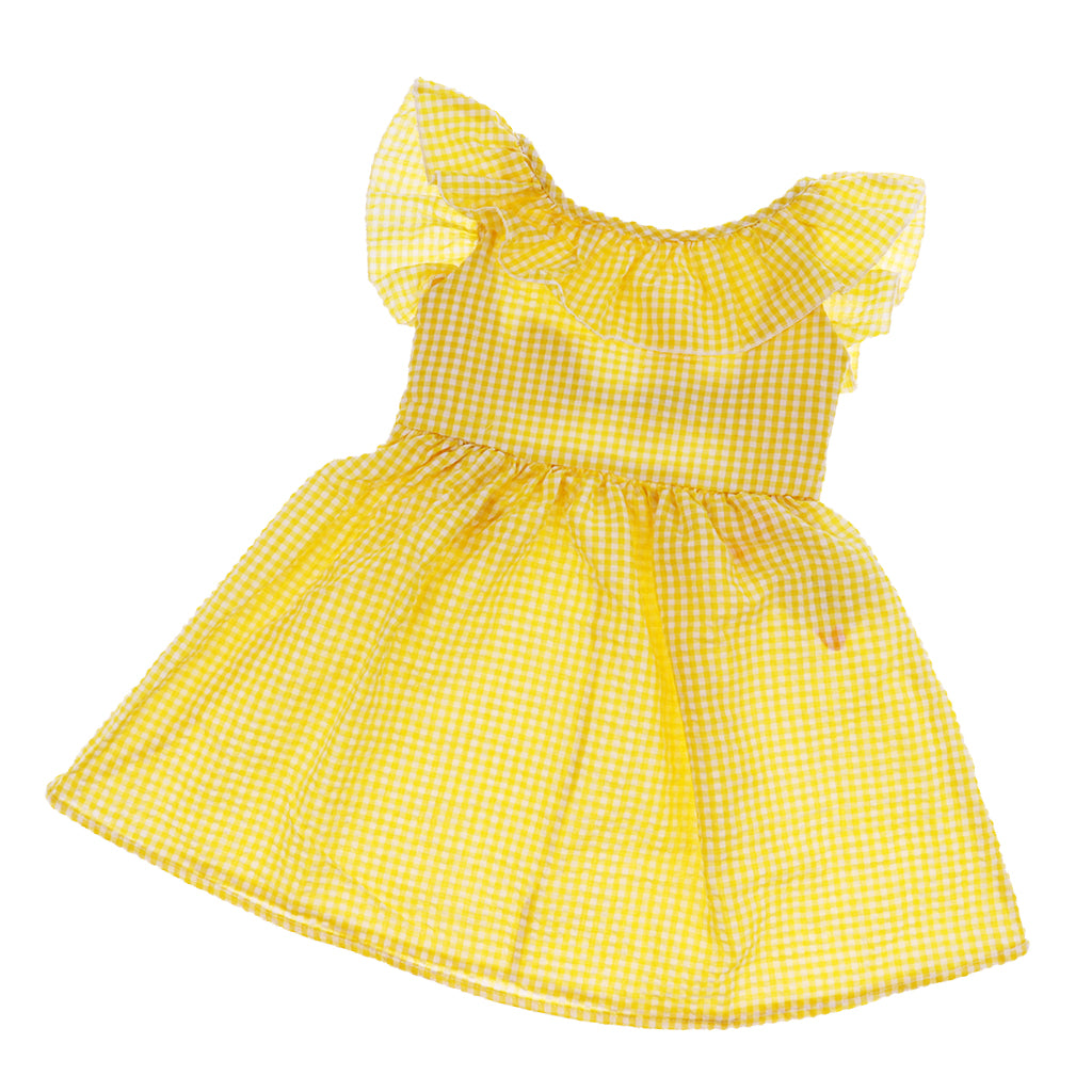 Little Baby Girl Plaid Ruffles Summer Dress Kids Girl Backless Dresses 3T Yellow