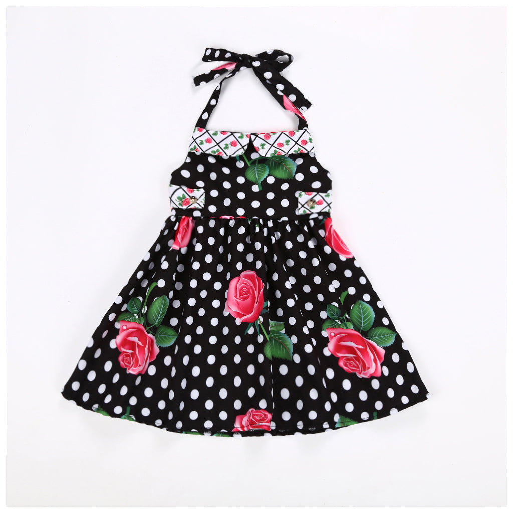 Baby Kids Girls Flower Print Ruffles Dress 2T Black