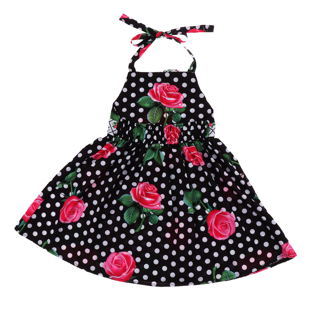 Baby Kids Girls Flower Print Ruffles Dress 2T Black