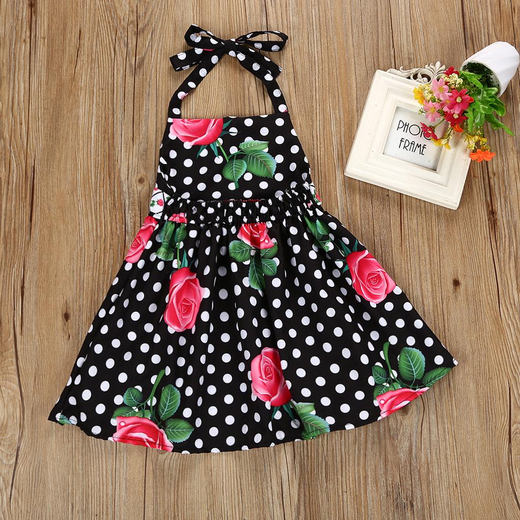 Baby Kids Girls Flower Print Ruffles Dress 3T Black