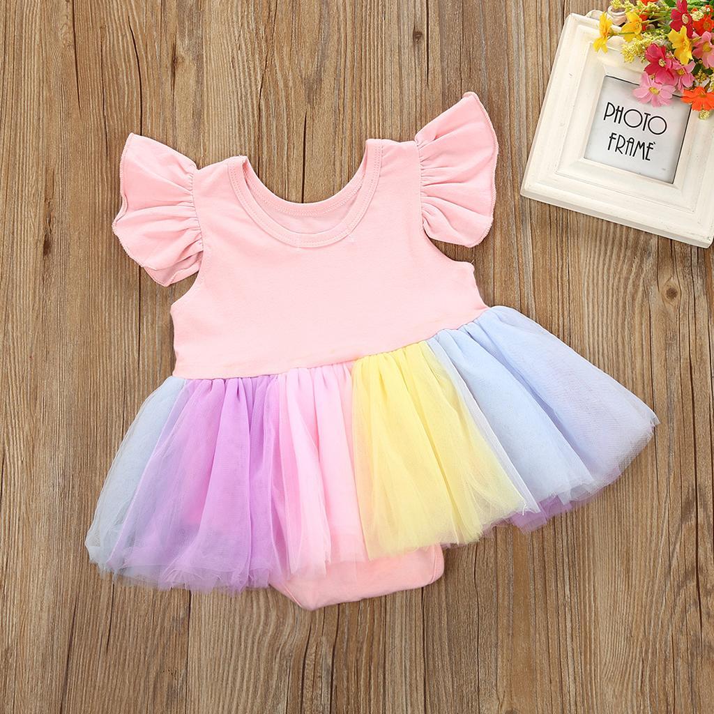 Kids Baby Girls Unicorn Bridesmaid Party Pageant Formal Tulle Dress  6-12 Months Pink