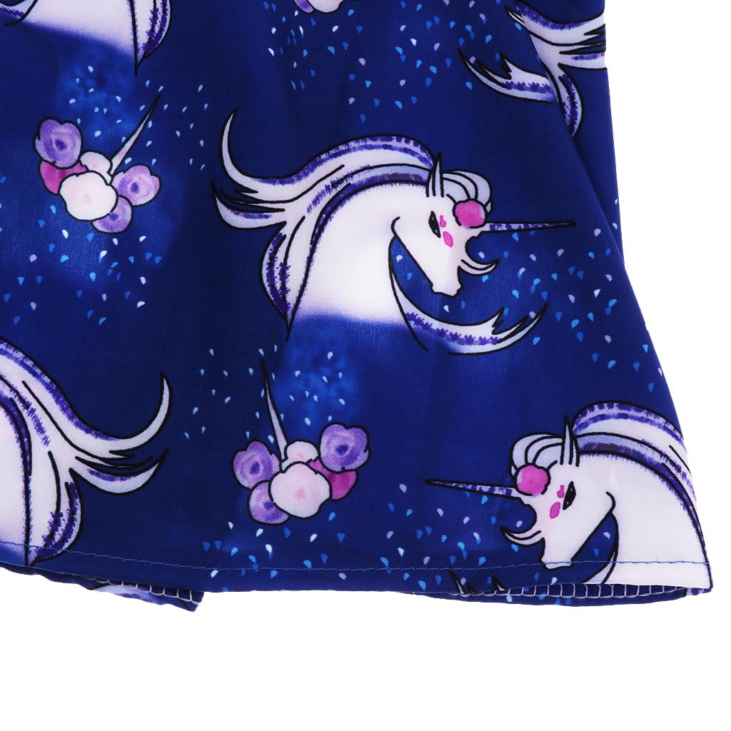 Kids Baby Girls Unicorn Print Ruffles Dress 2T Blue