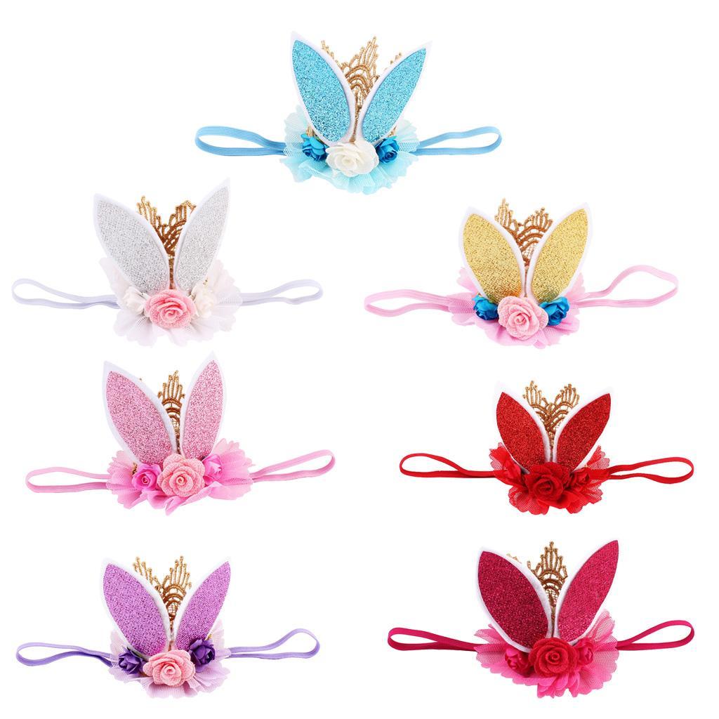 Lace Crown Rabbit Ears Headbands for Baby Toddler Girls Gold