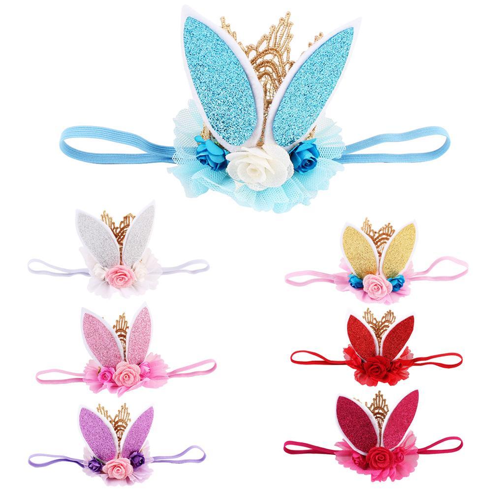 Lace Crown Rabbit Ears Headbands for Baby Toddler Girls Gold