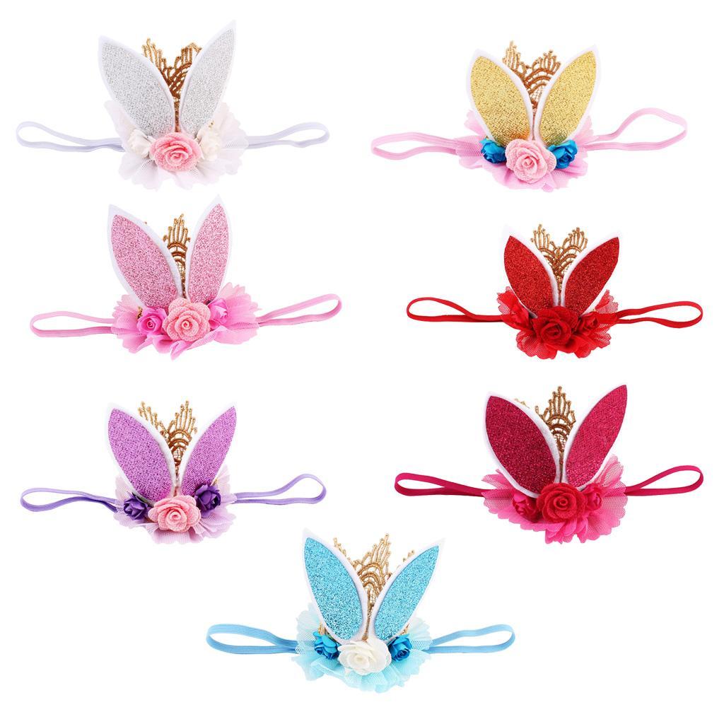 Lace Crown Rabbit Ears Headbands for Baby Toddler Girls Gold