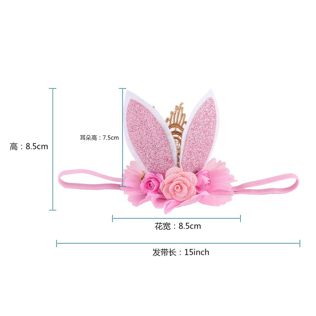 Lace Crown Rabbit Ears Headbands for Baby Toddler Girls Pink