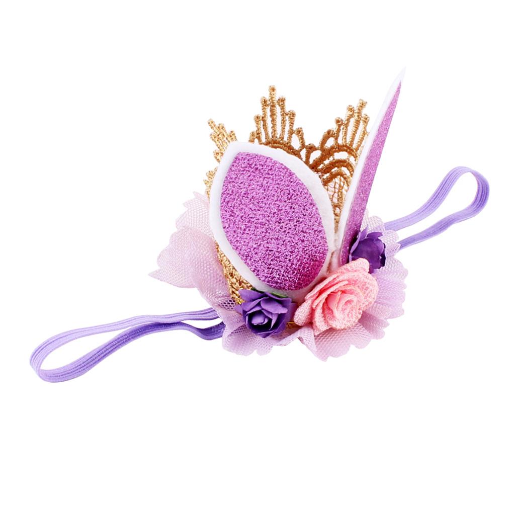 Lace Crown Rabbit Ears Headbands for Baby Toddler Girls Purple