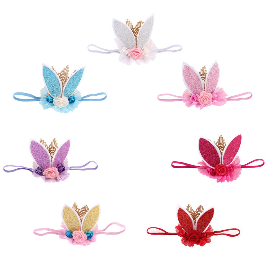 Lace Crown Rabbit Ears Headbands for Baby Toddler Girls Red