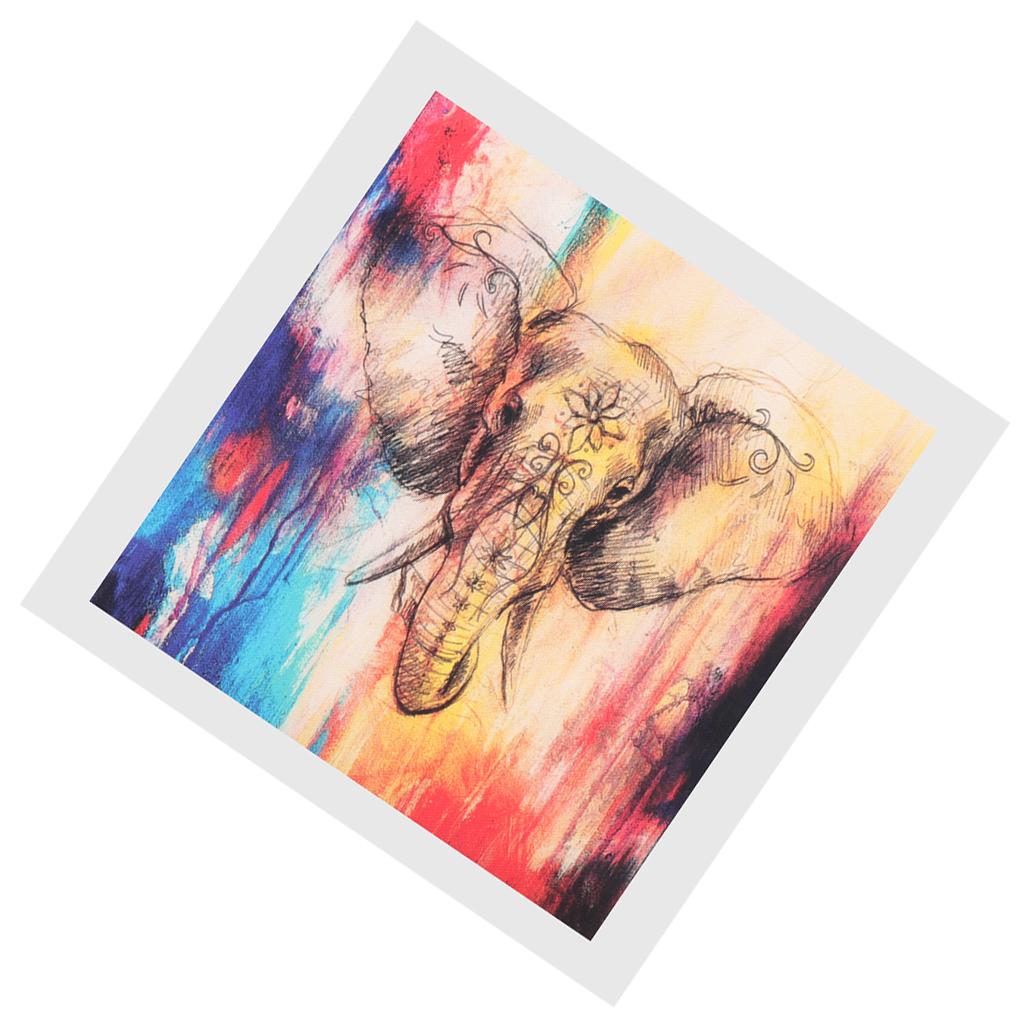 Modern Art Oil Painting Canvas Picture Colorful Elephant Wall Decor  20x20cm