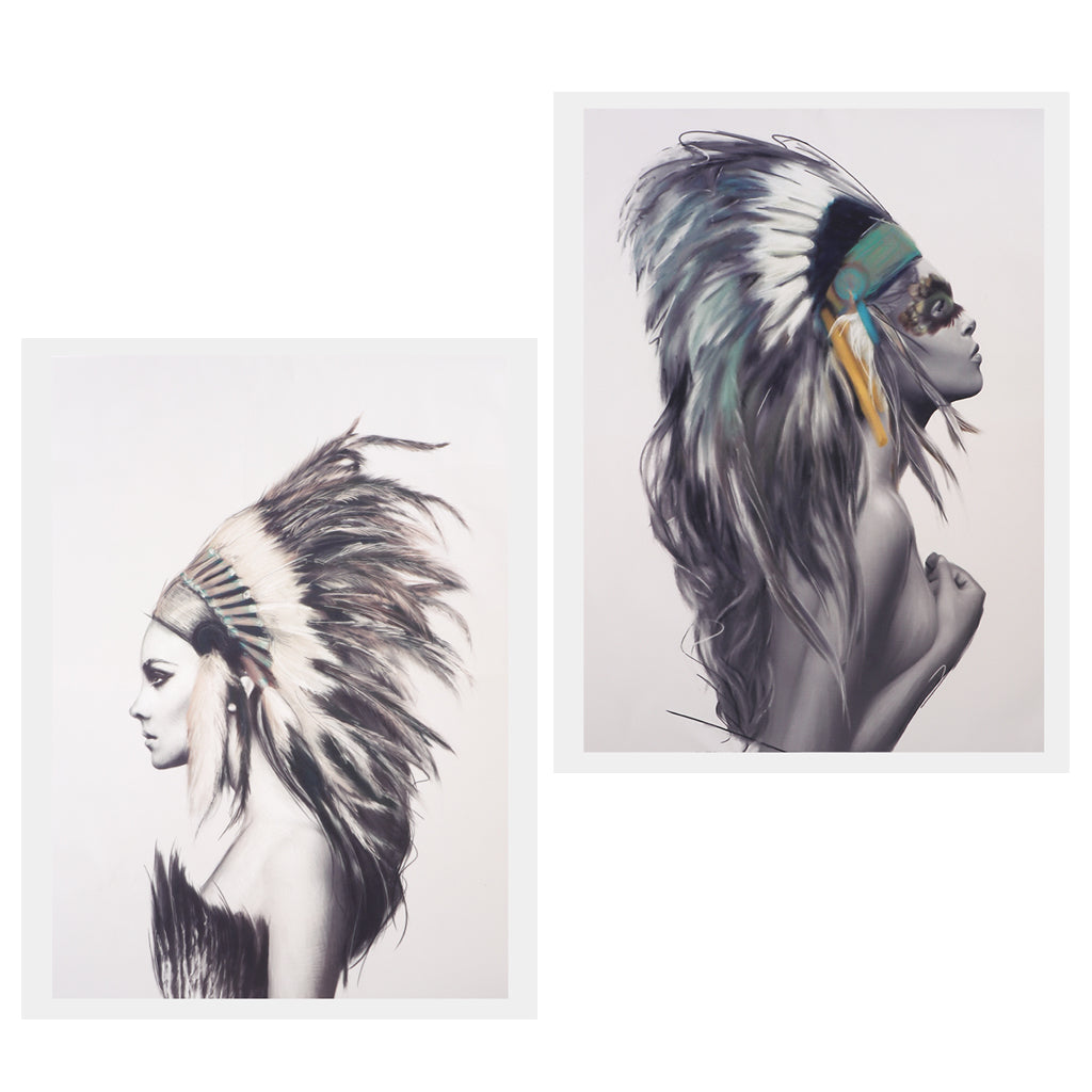 2Panels Modern Art Oil Painting Canvas Picture Couples Wall Decor  40x50cm
