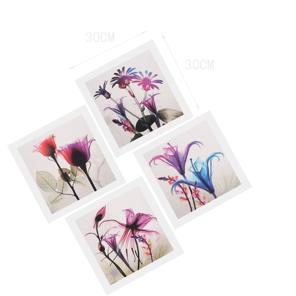 4 Panel Canvas Oil Painting Wall Decor Art Picture - Colorful Flower