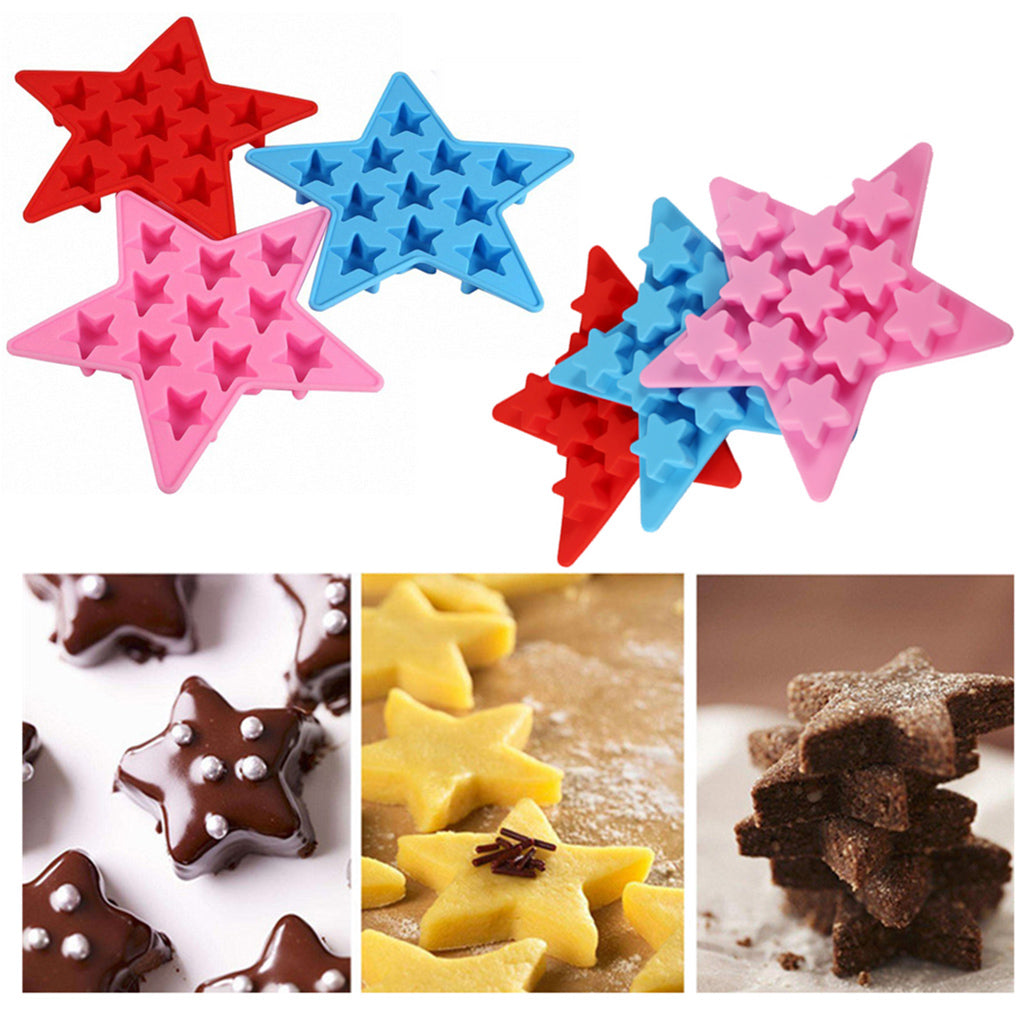 Silicone Fondant Mold Cake Decorating Chocolate Baking Mould Tool DIY Star Pink