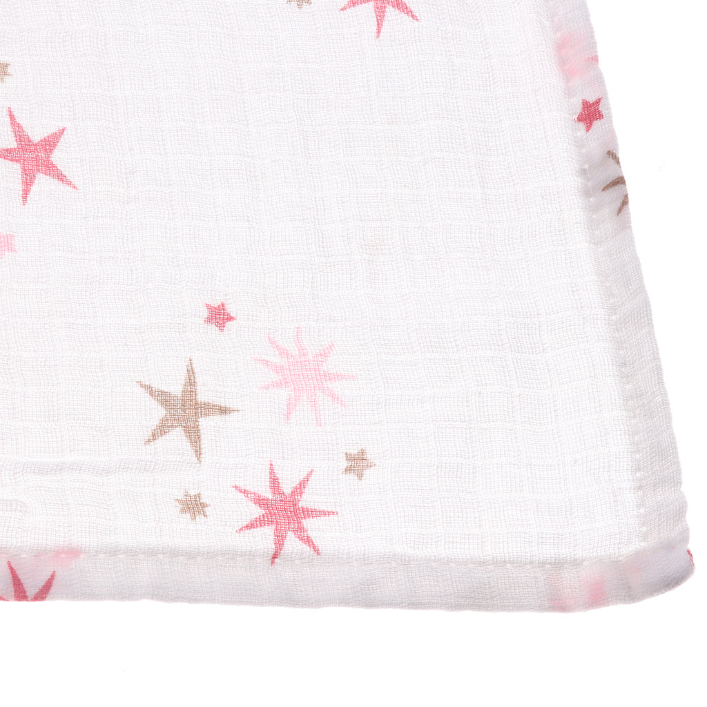 Soft Muslin Baby Swaddling Blanket Newborn Infant Cotton Swaddle Towel Pink Star