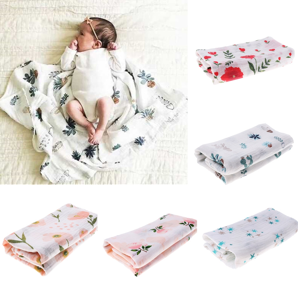 Soft Muslin Baby Swaddling Blanket Newborn Infant Cotton Swaddle Towel Blue Star