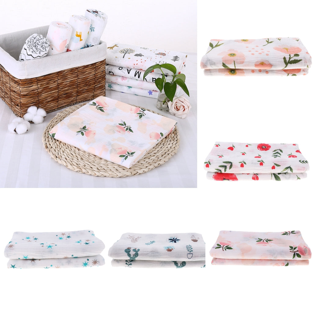 Soft Muslin Baby Swaddling Blanket Newborn Infant Cotton Swaddle Towel Blue Star