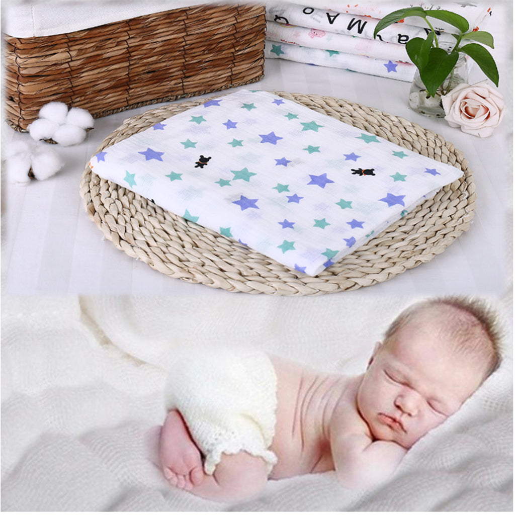 Soft Muslin Baby Swaddling Blanket Newborn Infant Cotton Swaddle Towel Purple Star