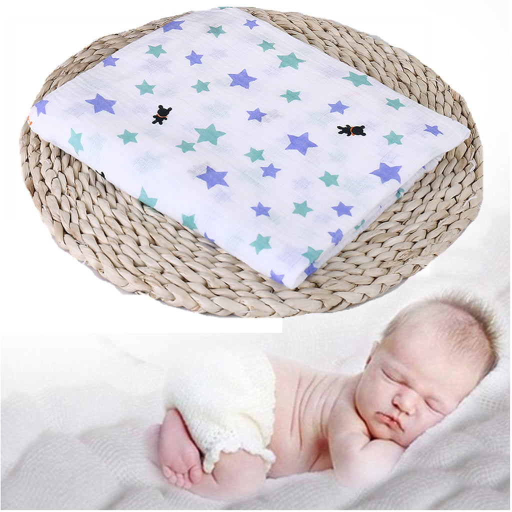 Soft Muslin Baby Swaddling Blanket Newborn Infant Cotton Swaddle Towel Purple Star