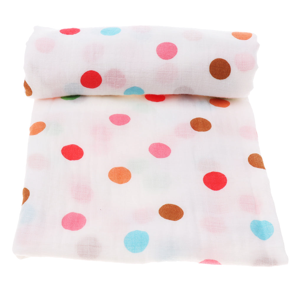 Soft Muslin Baby Swaddling Blanket Newborn Infant Cotton Swaddle Towel Dot