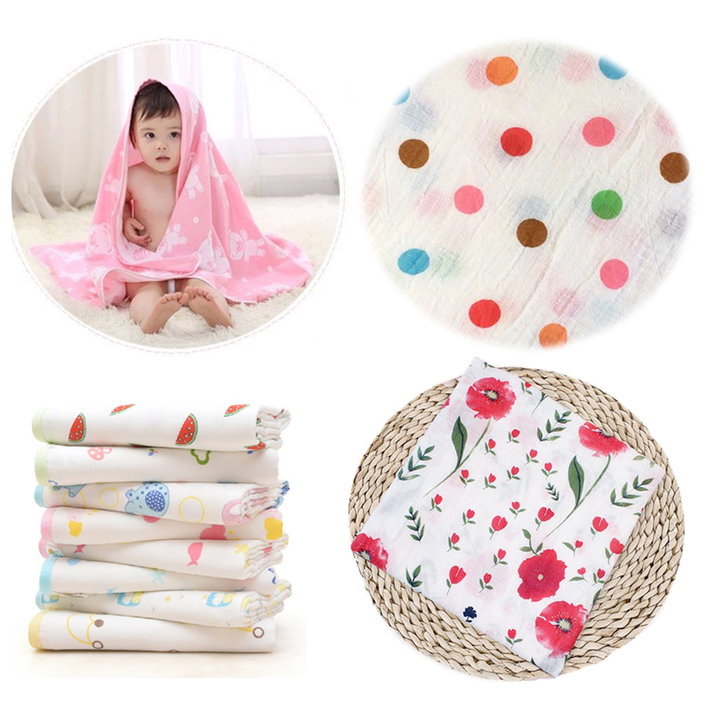 Soft Muslin Baby Swaddling Blanket Newborn Infant Cotton Swaddle Towel Dot