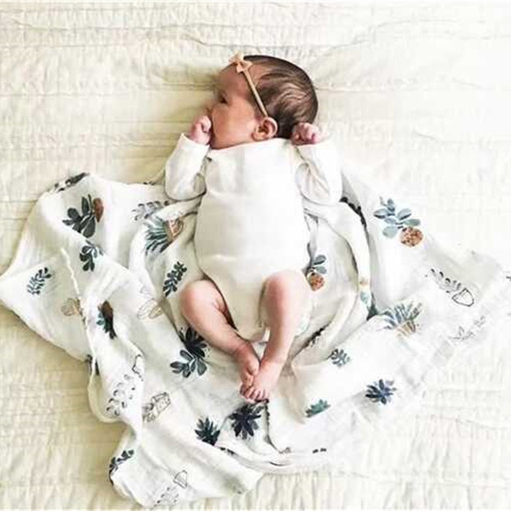Soft Muslin Baby Swaddling Blanket Newborn Infant Cotton Swaddle Towel Cactus