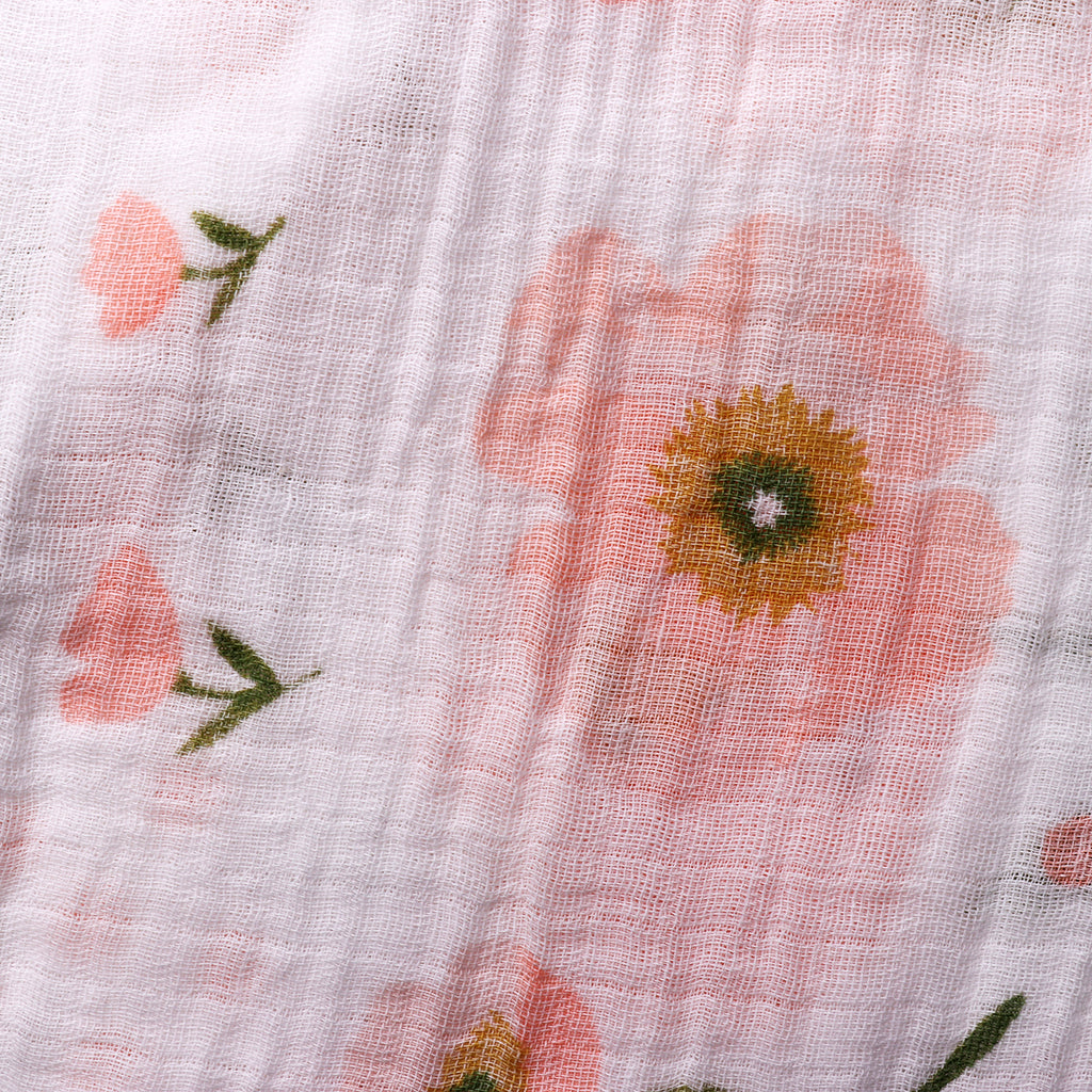 Soft Muslin Baby Swaddling Blanket Newborn Infant Cotton Swaddle Towel Flower