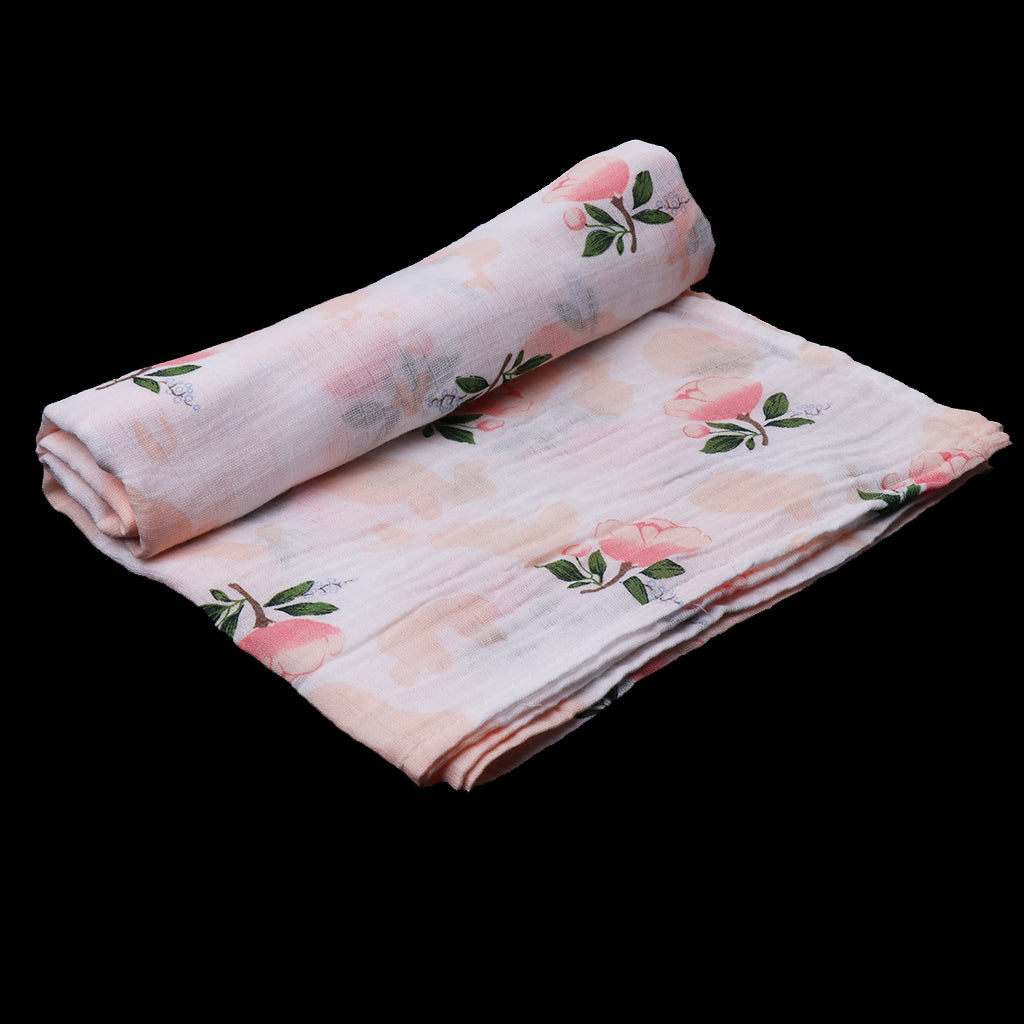 Soft Muslin Baby Swaddling Blanket Newborn Infant Cotton Swaddle Towel Rose