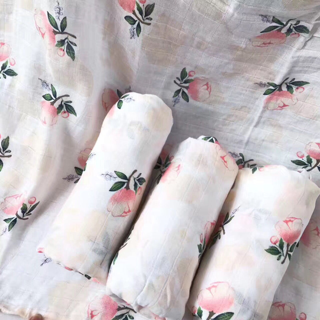 Soft Muslin Baby Swaddling Blanket Newborn Infant Cotton Swaddle Towel Rose