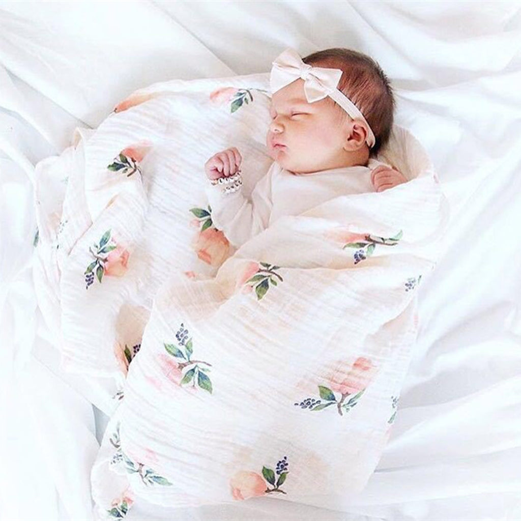 Soft Muslin Baby Swaddling Blanket Newborn Infant Cotton Swaddle Towel Rose