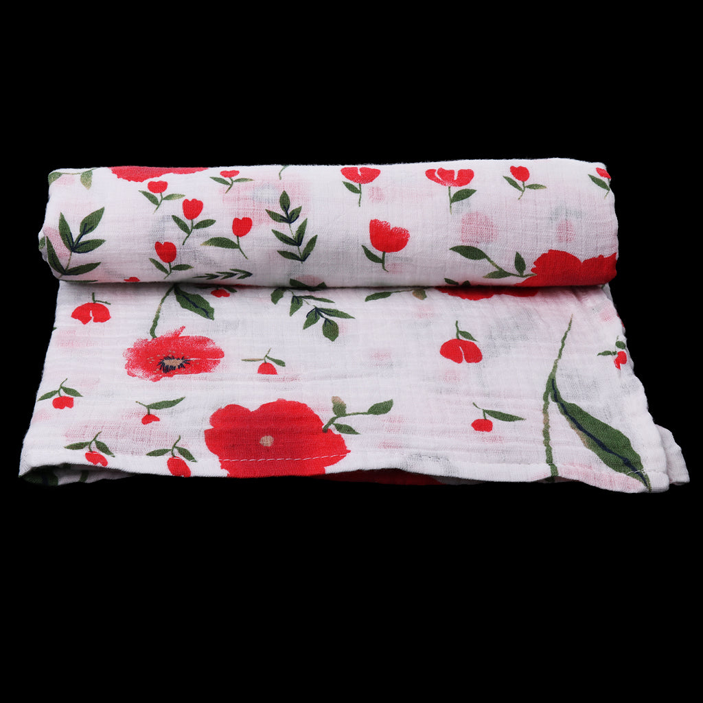 Soft Muslin Baby Swaddling Blanket Newborn Infant Cotton Swaddle Towel Cherry Blossom