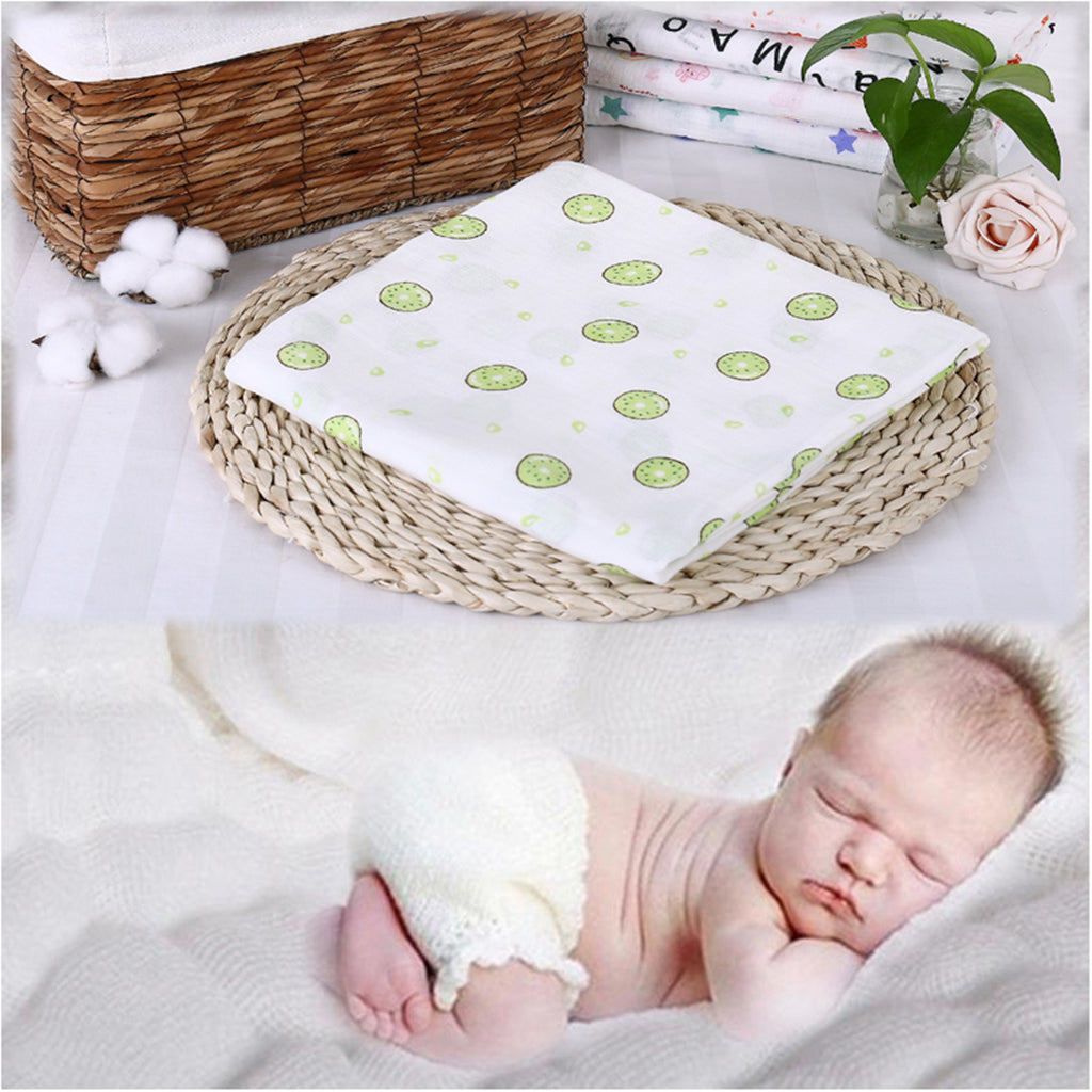 Baby Swaddling Blanket Soft Muslin Cotton Swaddle Towel Kiwi