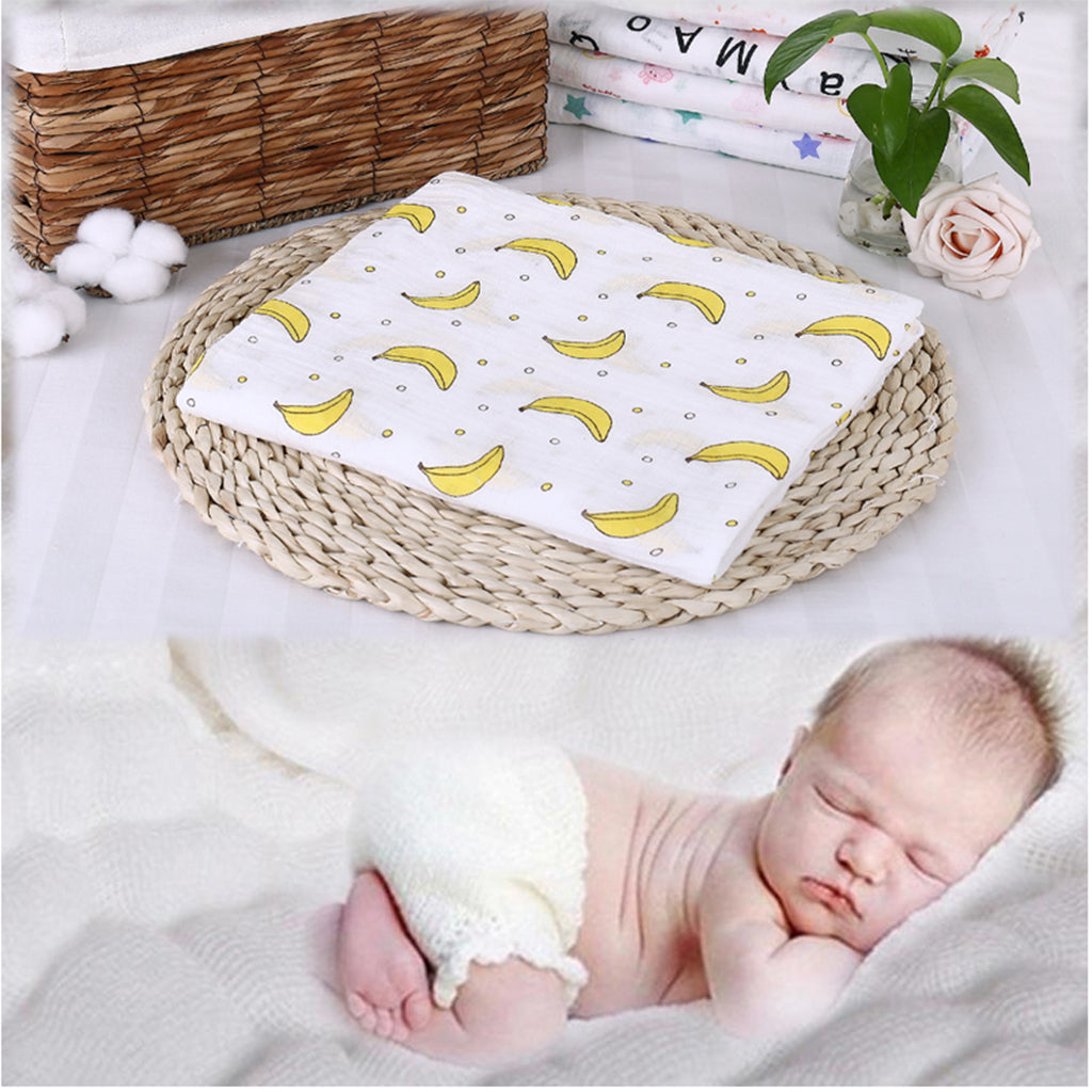 Baby Swaddling Blanket Soft Muslin Cotton Swaddle Towel Banana