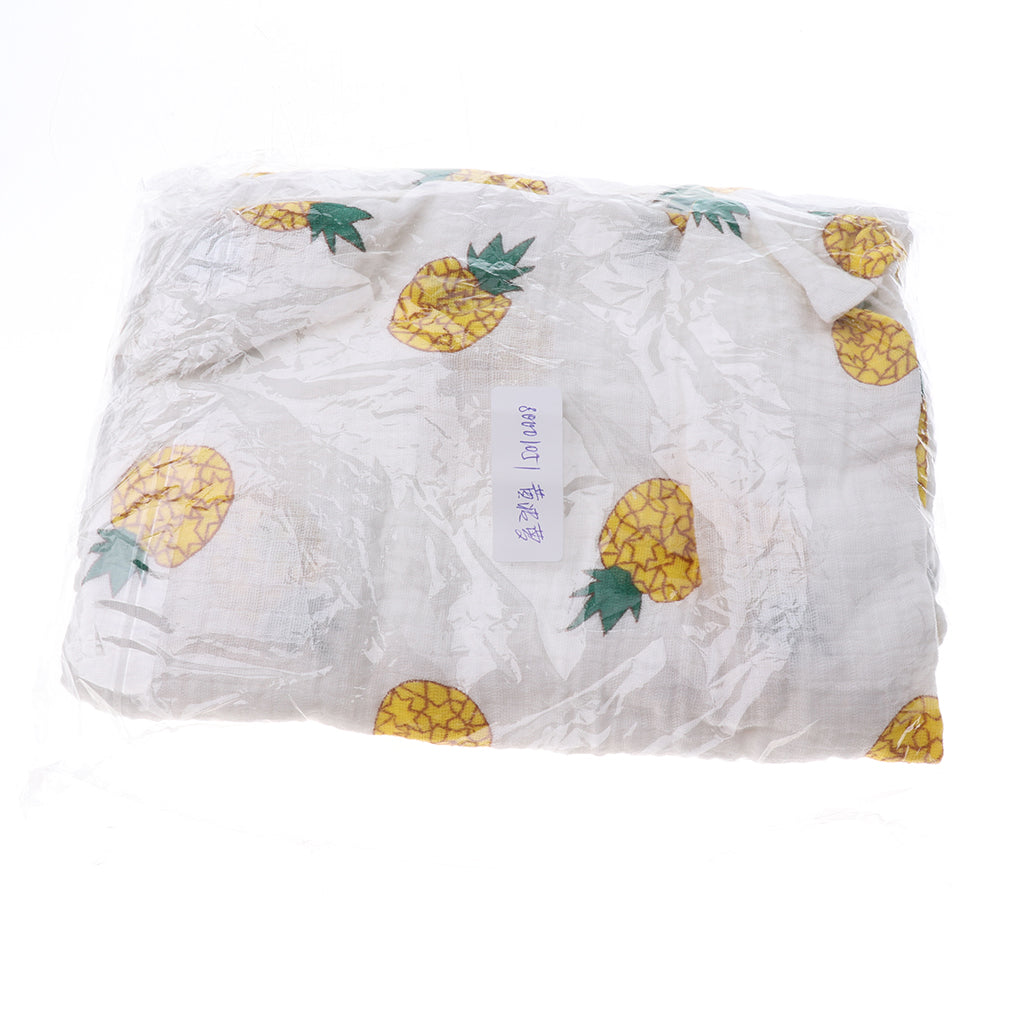 Baby Swaddling Blanket Soft Muslin Cotton Swaddle Towel Yellow Pineapple