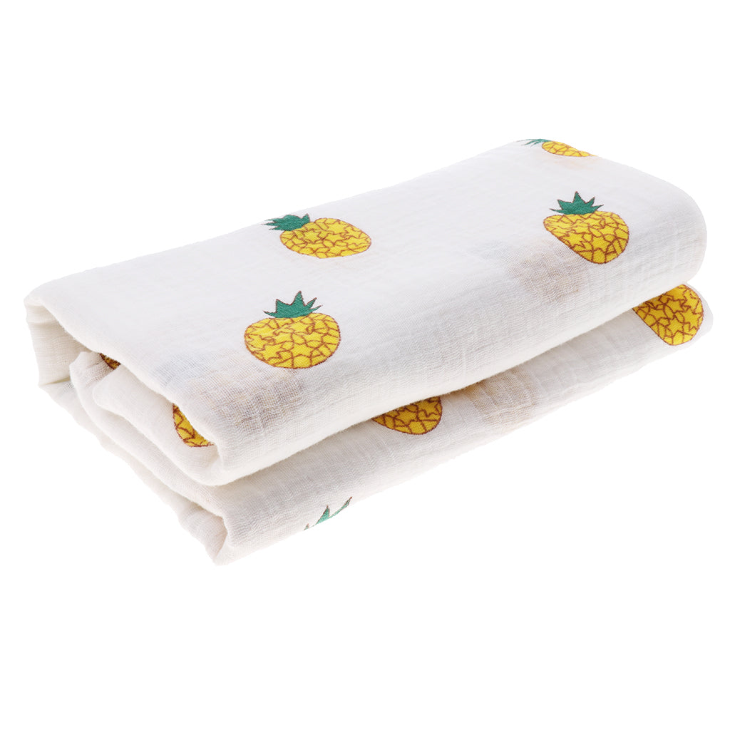 Baby Swaddling Blanket Soft Muslin Cotton Swaddle Towel Yellow Pineapple