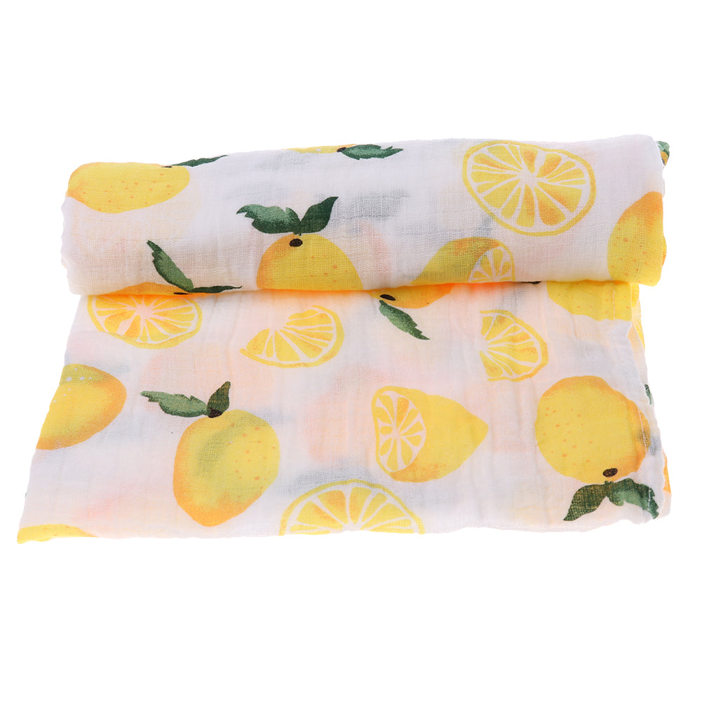 Baby Swaddling Blanket Soft Muslin Cotton Swaddle Towel Lemon