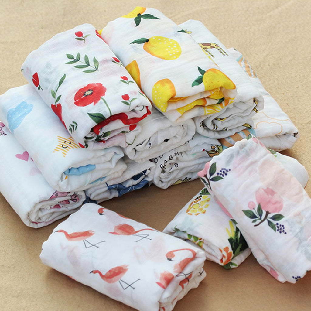 Baby Swaddling Blanket Soft Muslin Cotton Swaddle Towel Lemon