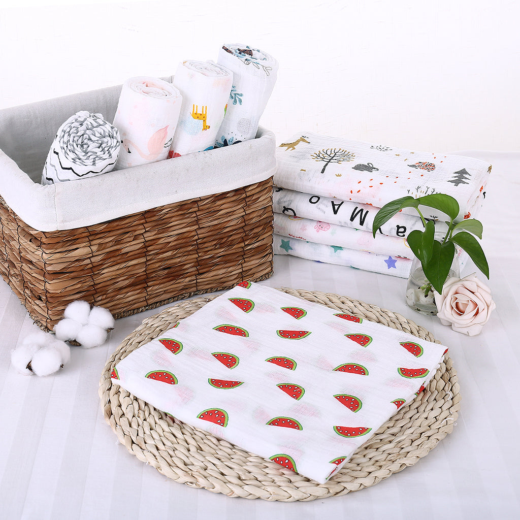 Baby Swaddling Blanket Soft Muslin Cotton Swaddle Towel Watermelon