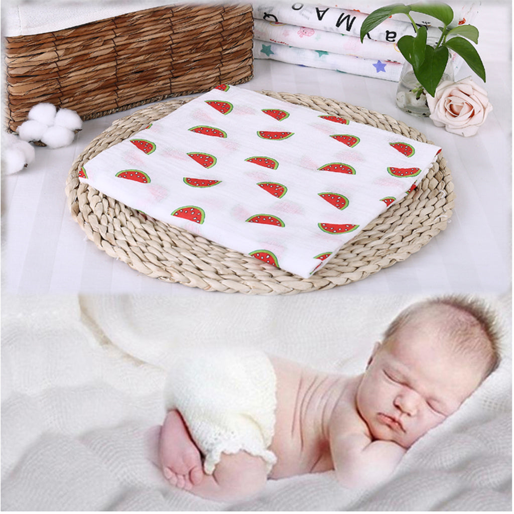 Baby Swaddling Blanket Soft Muslin Cotton Swaddle Towel Watermelon